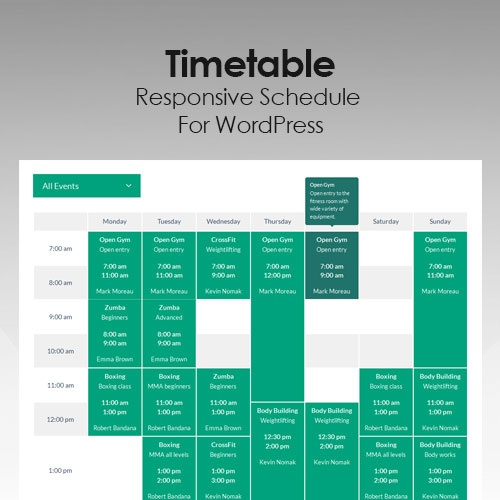 Timetable Responsive Schedule GPL WordPress Plugin
